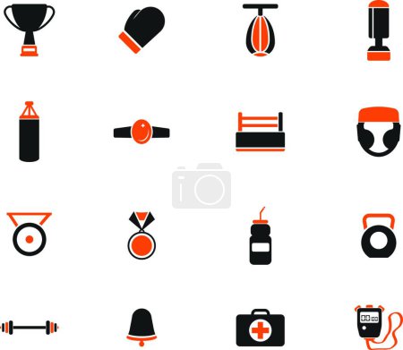 Ilustración de Boxeo iconos simplemente, vector de colores - Imagen libre de derechos