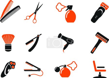 Illustration for Barbershop simply icons, colorful vector - Royalty Free Image