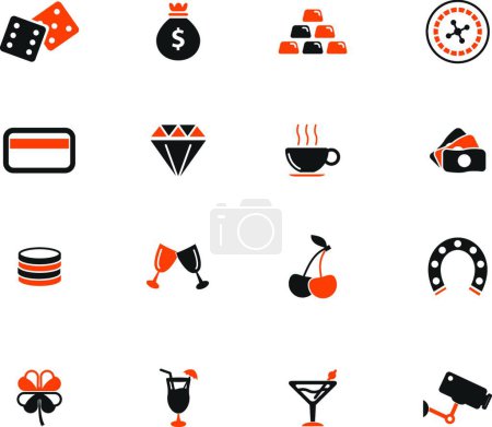 Téléchargez les illustrations : Casino tout simplement icônes, vecteur coloré - en licence libre de droit