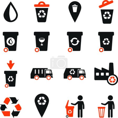 Illustration for Garbage simply icons, colorful vector - Royalty Free Image