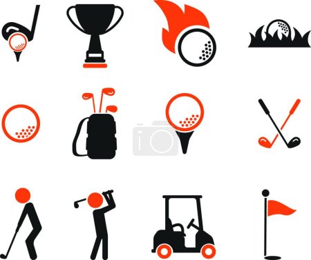 Téléchargez les illustrations : Golf tout simplement icônes, vecteur coloré - en licence libre de droit
