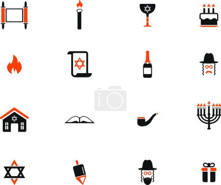 Illustration for Hanukkah simply icons, colorful vector - Royalty Free Image