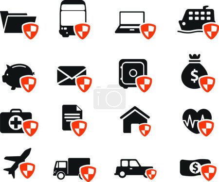 Illustration for Insurance simply icons, colorful vector - Royalty Free Image