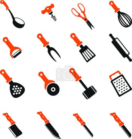 Ilustración de Ilustración de las herramientas de cocina - Imagen libre de derechos