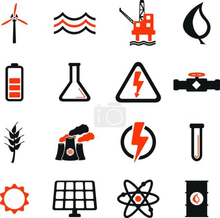 Illustration for Power generation simply icons, colorful vector - Royalty Free Image