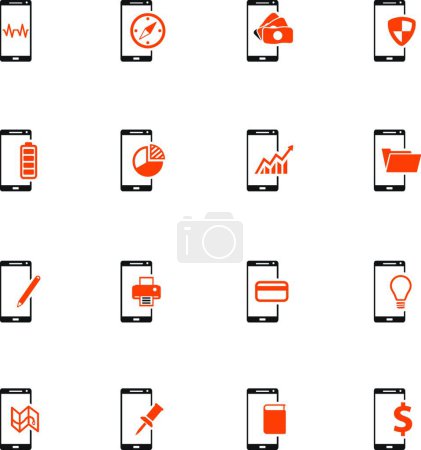 Illustration for Smartphone simply icons, colorful vector - Royalty Free Image