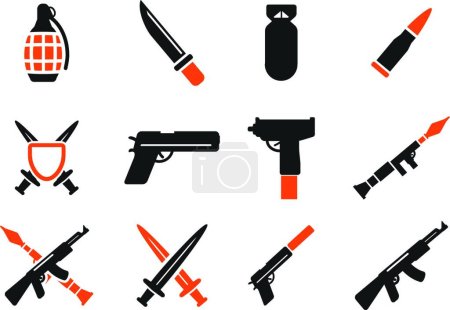 Illustration for Weapon simply icons, colorful vector - Royalty Free Image