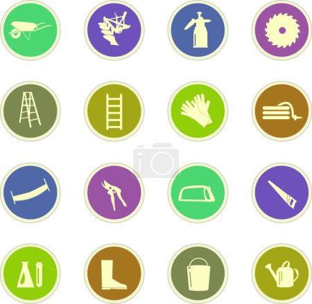 Illustration for Gardening tools collection, colored vector illustration - Royalty Free Image