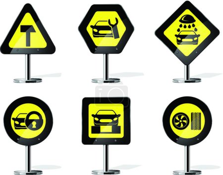 Ilustración de Iconos de señalización de carretera vector de ilustración - Imagen libre de derechos