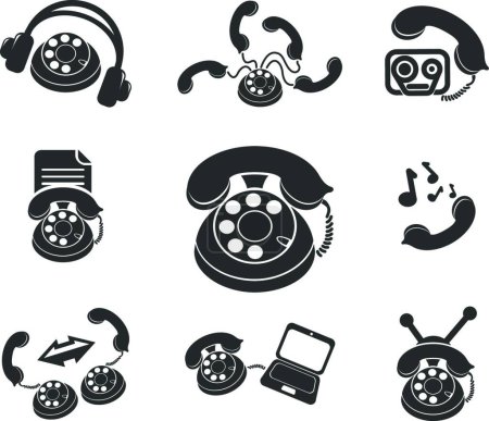 Téléchargez les illustrations : Telephone Icons vector illustration - en licence libre de droit