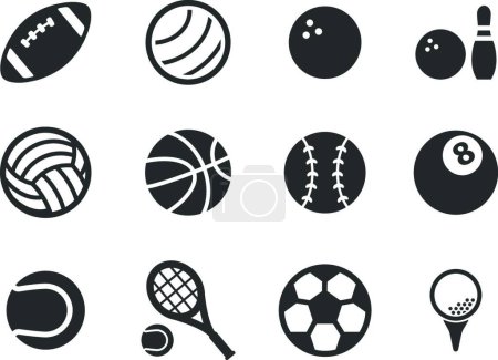 Téléchargez les illustrations : Balles de sport tout simplement icônes, vecteur coloré - en licence libre de droit