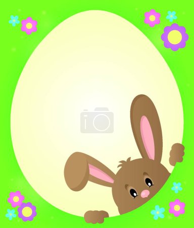 Illustration for "Egg shaped frame with lurking bunny" - Royalty Free Image
