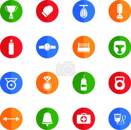 Illustration for Boxing simply icons, colorful vector - Royalty Free Image