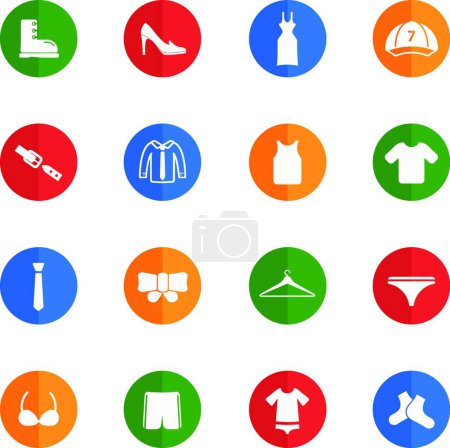 Illustration for Clothes simply icons, colorful vector - Royalty Free Image