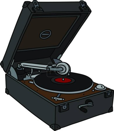 Illustration for Old portable gramophone  vector illustration - Royalty Free Image