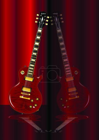 Illustration for Red Guitar Reflections vector illustration - Royalty Free Image