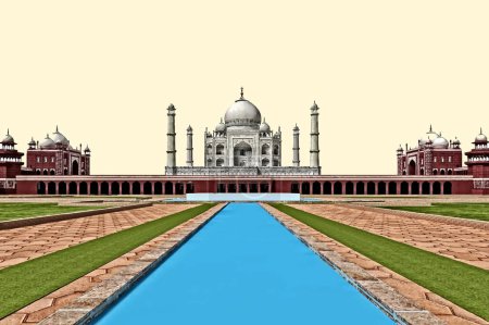 Téléchargez les illustrations : Taj Mahal en Inde illustration vectorielle - en licence libre de droit