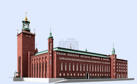 Téléchargez les illustrations : Stadthus à Stockholm, Suède illustration vectorielle - en licence libre de droit