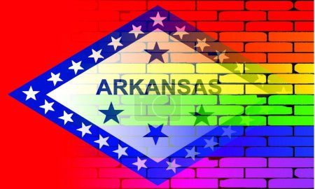 Téléchargez les illustrations : Illustration vectorielle du mur arc-en-ciel Arkansas - en licence libre de droit