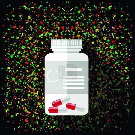 Téléchargez les illustrations : Illustration vectorielle de bouteille de pilule plastique blanche - en licence libre de droit