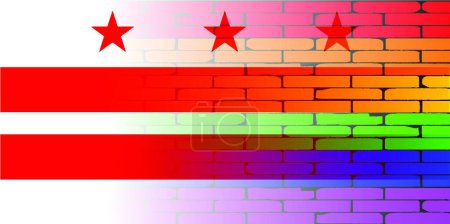 Illustration for Rainbow Wall Washington DC vector illustration - Royalty Free Image