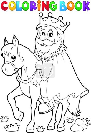 Ilustración de "Libro para colorear rey en tema caballo" - Imagen libre de derechos