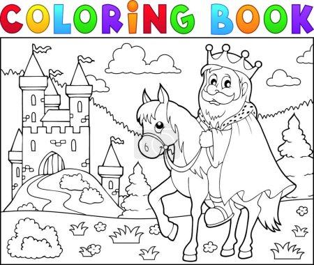 Illustration for "Coloring book king on horse theme" - Royalty Free Image