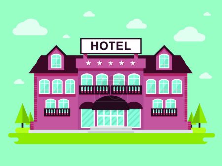 Illustration for Hotel Building, modern graphic illustration - Royalty Free Image