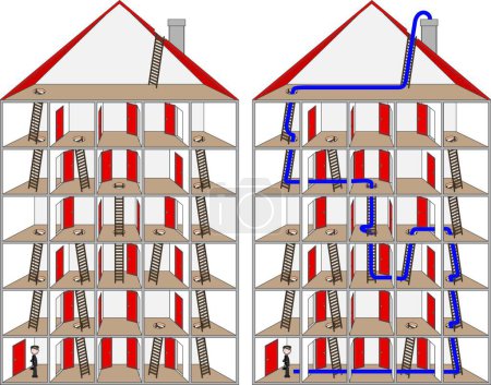 Téléchargez les illustrations : Labyrinthe de balayage de cheminée, illustration graphique moderne - en licence libre de droit