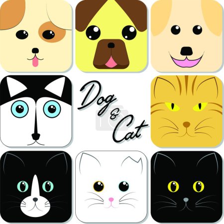 Illustration for Cute Animal Faces, colored vector illustration - Royalty Free Image