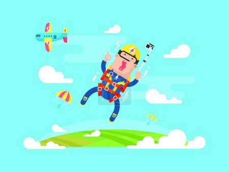 Ilustración de Ilustración del paracaidismo deporte plano - Imagen libre de derechos