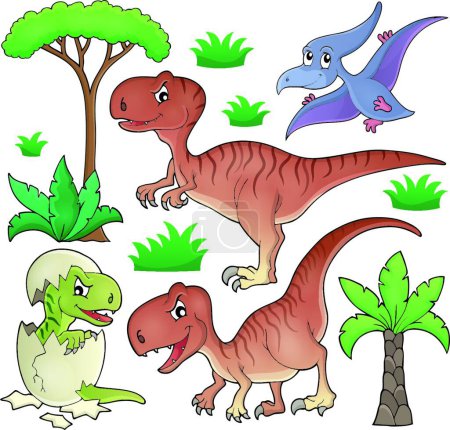 Ilustración de "Dinosaur topic set, vector simple design - Imagen libre de derechos