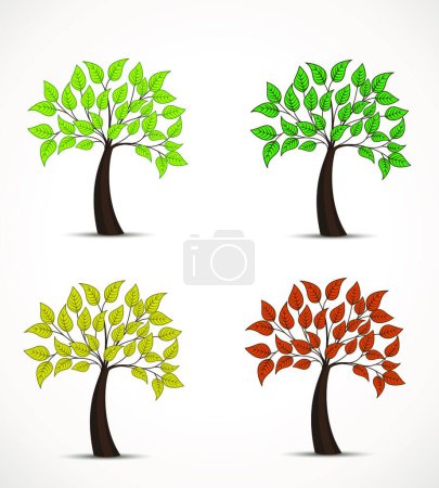 Ilustración de Conjunto de árboles con hojas - Imagen libre de derechos