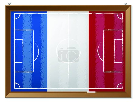 Illustration for "Soccer field drawing with french flag" - Royalty Free Image