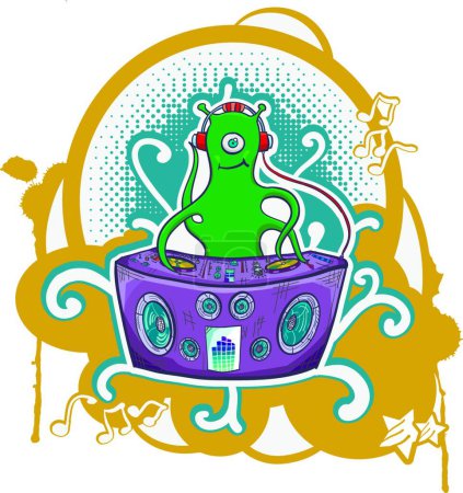 Ilustración de Ilustración alienígena humanoide. concepto de OVNI - Imagen libre de derechos
