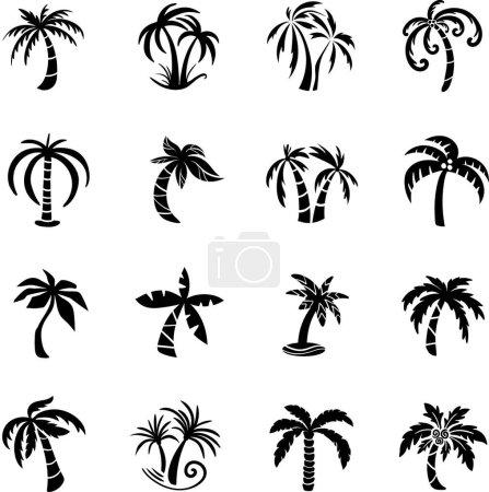 Téléchargez les illustrations : Icônes vectorielles de palmiers - en licence libre de droit