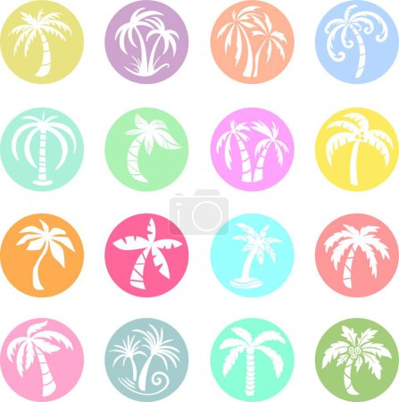 Téléchargez les illustrations : Icônes vectorielles de palmiers - en licence libre de droit