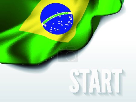 Illustration for Waving flag of Brazil, South America on white background - Royalty Free Image