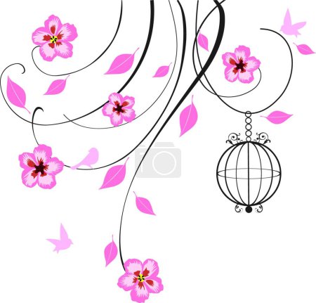Illustration for Cherry blossom swirls, vector illustration - Royalty Free Image