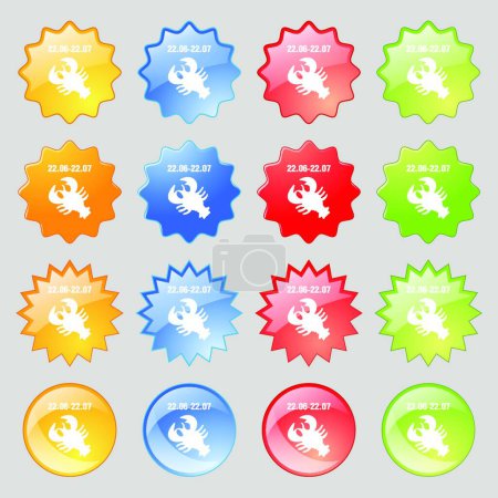 Ilustración de "zodiaco Cáncer signo de icono. Gran conjunto de 16 botones modernos de colores para su diseño. Vector" - Imagen libre de derechos