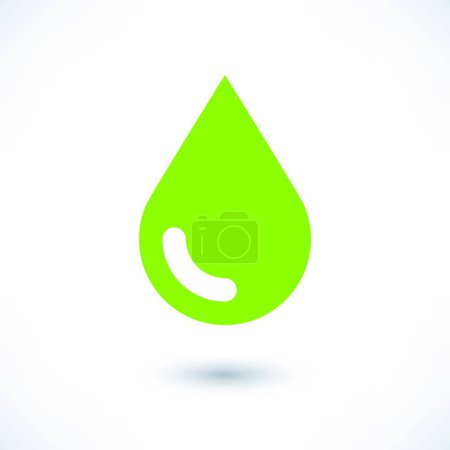 Illustration for Green color drop icon with gray shadow on white - Royalty Free Image
