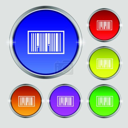 Photo for "Barcode Icon sign. Round symbol on bright colourful buttons. Vector" - Royalty Free Image