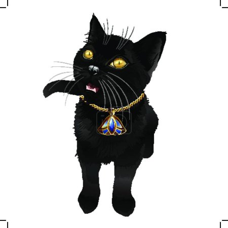 Téléchargez les illustrations : "Illustration de chat noir "vecteur - en licence libre de droit