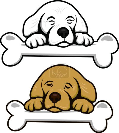 Illustration for "cute little puppy with bone vector illustration" - Royalty Free Image