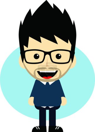 Illustration for Geek cartoon nerd character - Royalty Free Image