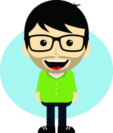 Ilustración de Geek cartoon nerd character - Imagen libre de derechos