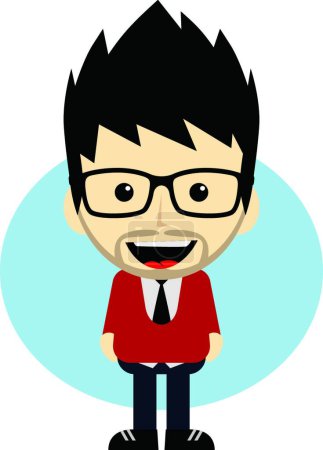 Illustration for Geek cartoon nerd character vector illustration - Royalty Free Image