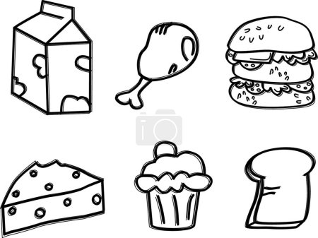 Téléchargez les illustrations : Croquis alimentaire thème art - en licence libre de droit