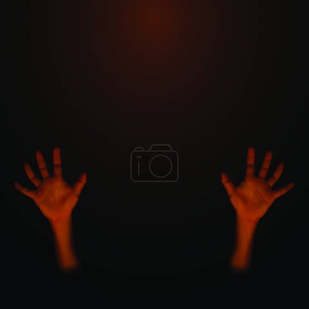 Illustration for Human hand on dark brown background - Royalty Free Image