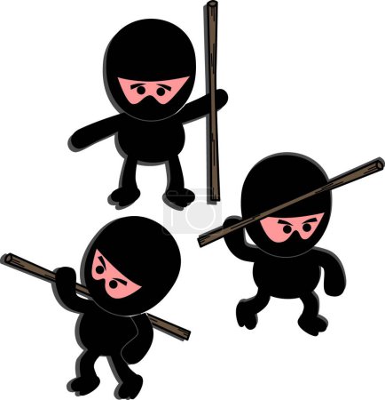 Téléchargez les illustrations : Illustration vectorielle ninja dessin animé - en licence libre de droit